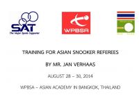 TRAINING FOR ASIAN SNOOKER REFEREES BY MR. JAN VERHAAS